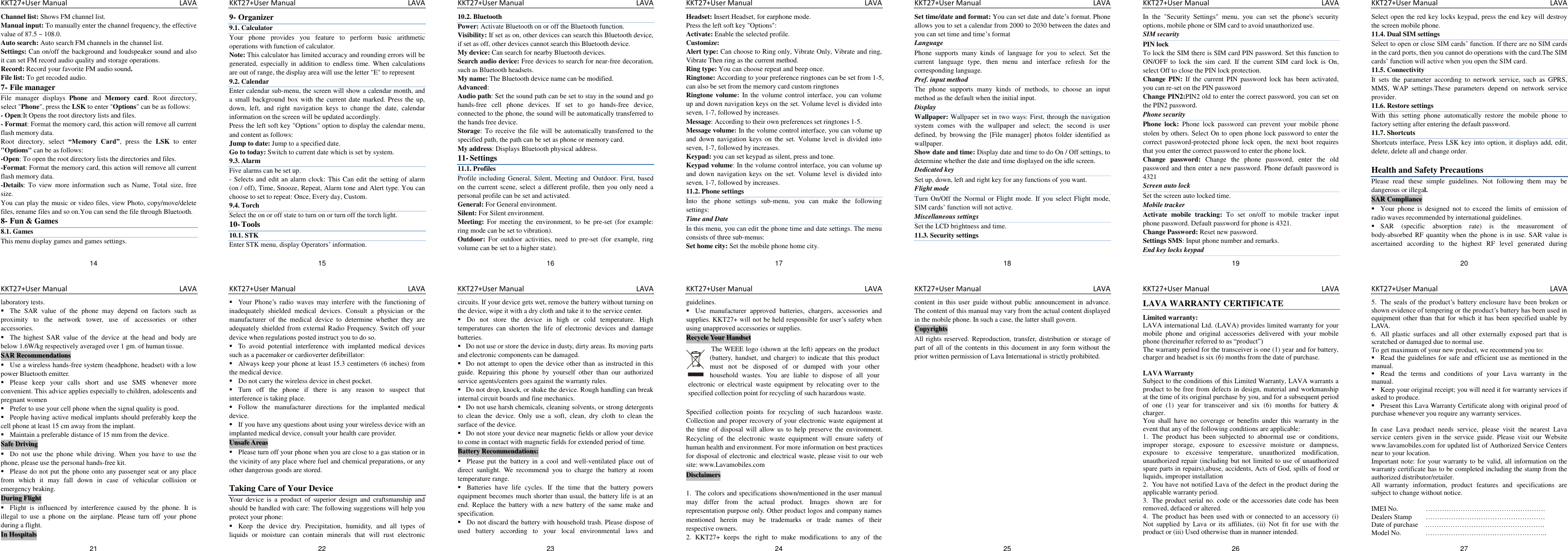 Page 2 of 2 - Lava DF5310 English User Manual 20110315 KKT 27+ - Instruction Kkt27 -en