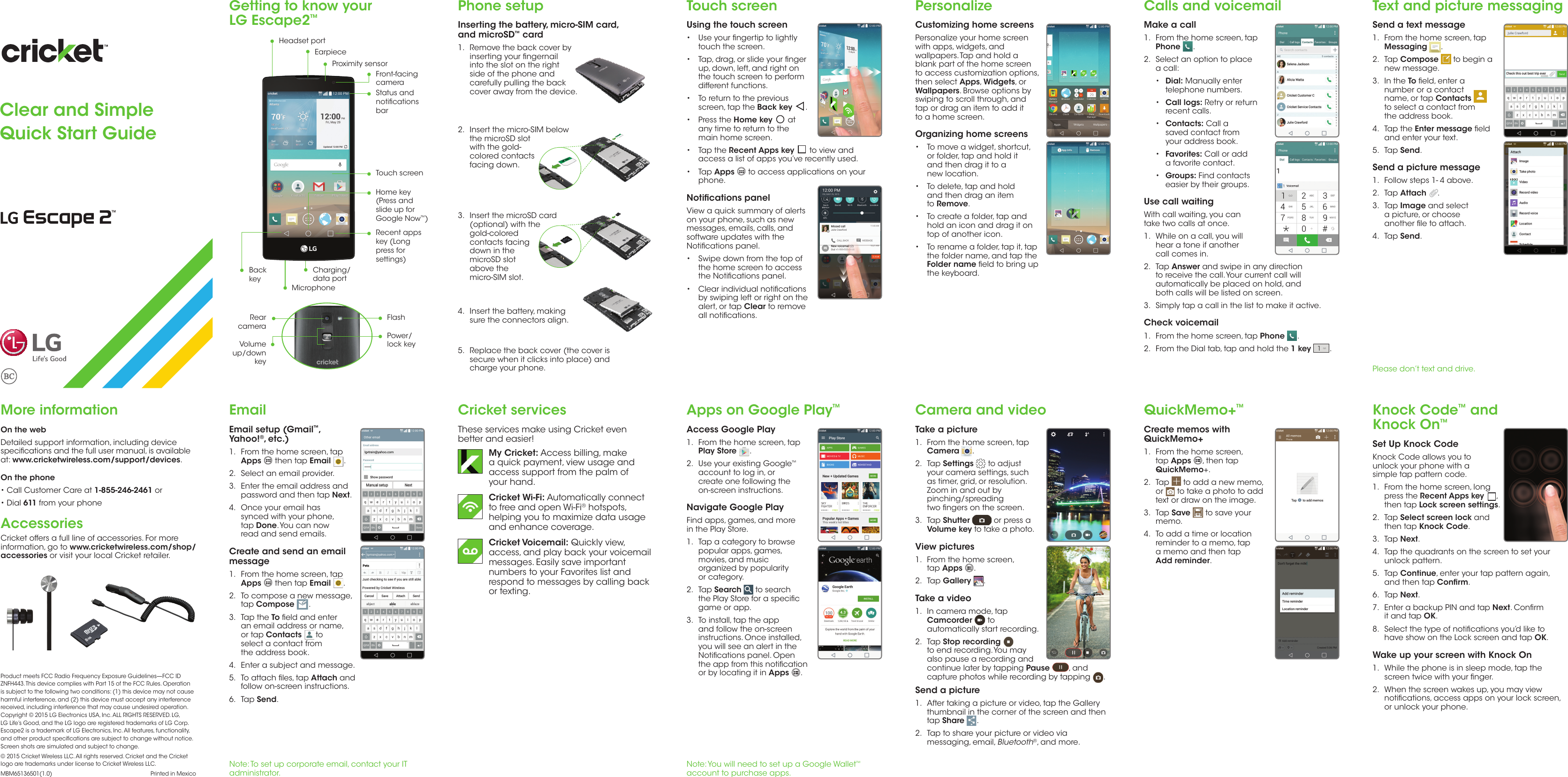Page 1 of 2 - Lg  H445 (Cricket Wireless) - Quick Start Manual Cricket QSG EN
