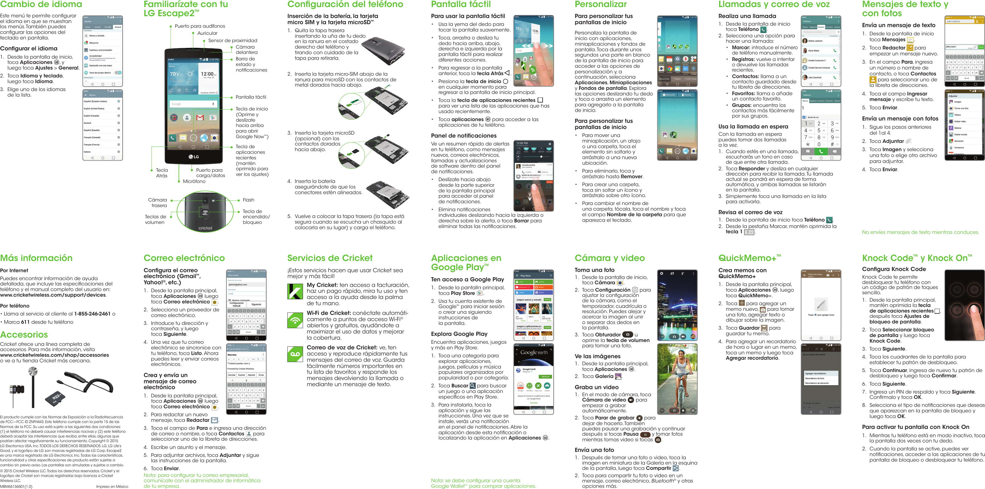 Page 2 of 2 - Lg  H445 (Cricket Wireless) - Quick Start Manual Cricket QSG EN
