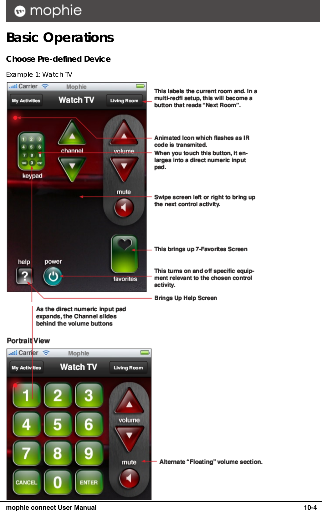      mophie connect User Manual   10-4 Basic Operations Choose Pre-defined Device Example 1: Watch TV   
