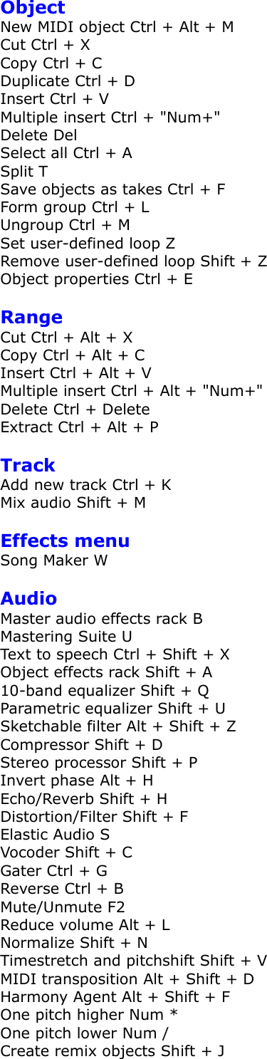 Page 2 of 7 - Magix  Music Maker Premium - 16.0 Keyboard Shortcuts 16