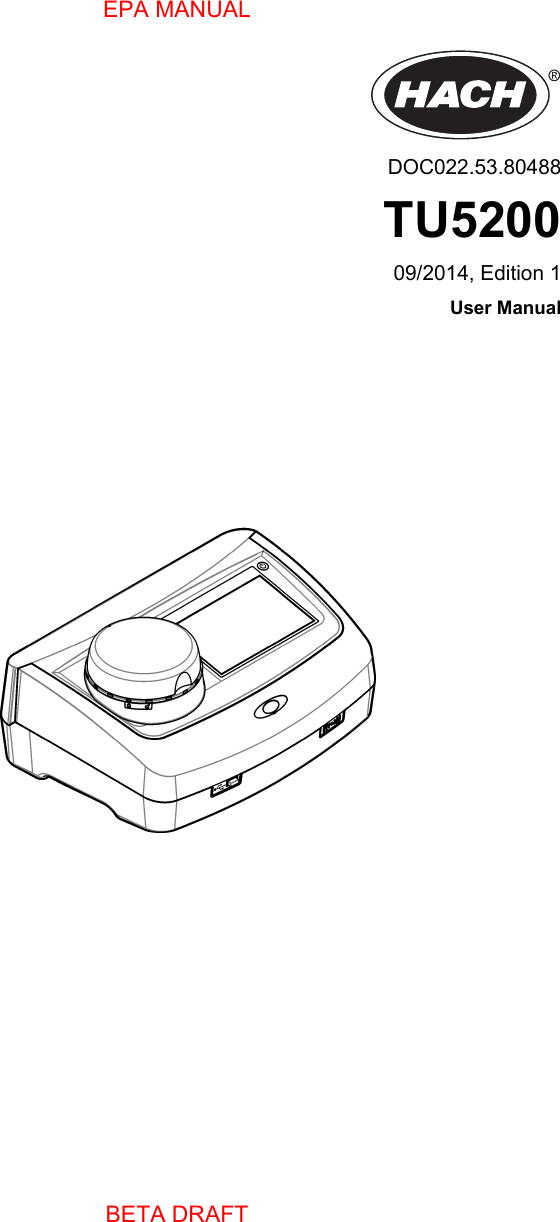 DOC022.53.80488TU520009/2014, Edition 1User ManualEPA MANUALBETA DRAFT