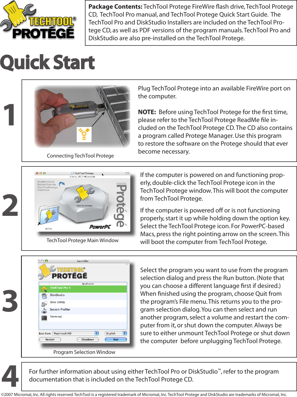 Page 1 of 2 - Micromat TechTool Protege ReadMe Tech Tool Protégé - Quick Start Guide En