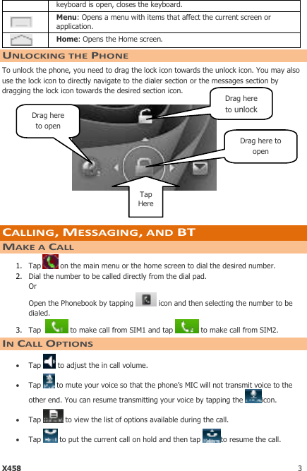Page 3 of 9 - Micromax X458 User Manual - Guide X458-India-UG