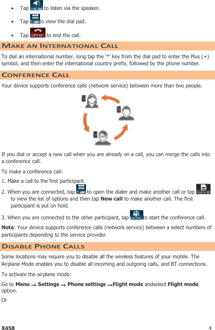 Page 4 of 9 - Micromax X458 User Manual - Guide X458-India-UG