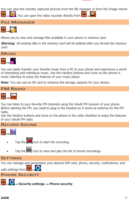 Page 7 of 9 - Micromax X458 User Manual - Guide X458-India-UG