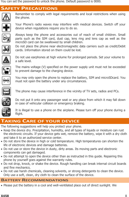 Page 8 of 9 - Micromax X458 User Manual - Guide X458-India-UG
