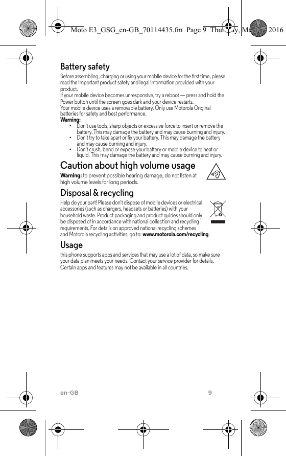 Page 10 of 12 - Motorola MOTO E3 - Quick Start Guide POWER QG EN