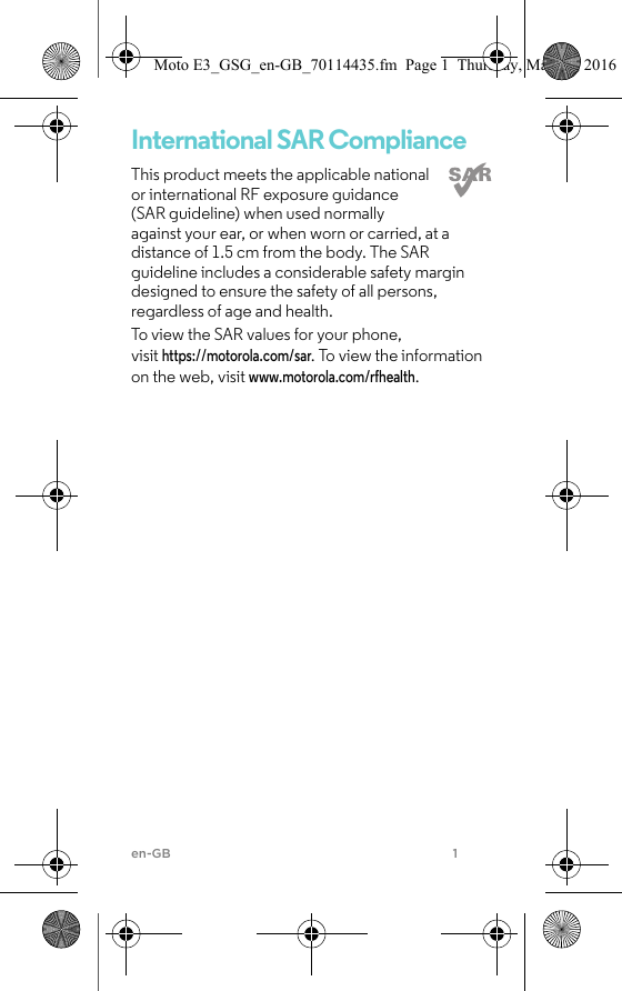 Page 2 of 12 - Motorola MOTO E3 - Quick Start Guide POWER QG EN