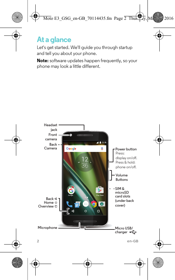 Page 3 of 12 - Motorola MOTO E3 - Quick Start Guide POWER QG EN
