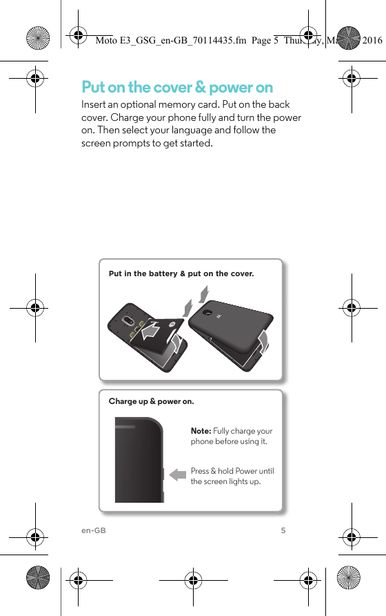 Page 6 of 12 - Motorola MOTO E3 - Quick Start Guide POWER QG EN