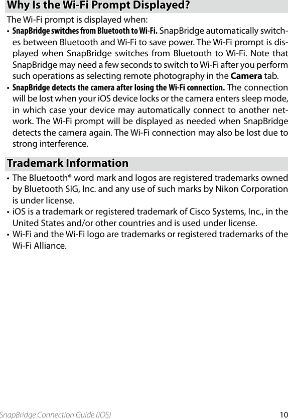 Page 10 of 10 - Nikon  D7500 - Snap Bridge Connection Guide (i OS) CG I OS EN