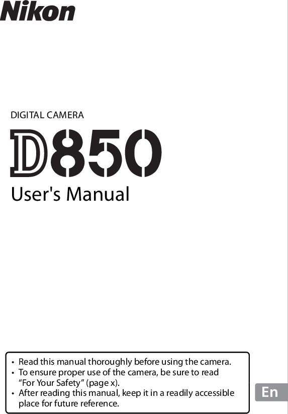 Cámara Nikon D850 Manual Del Usuario Impreso Guía Manual De 404 páginas A5 