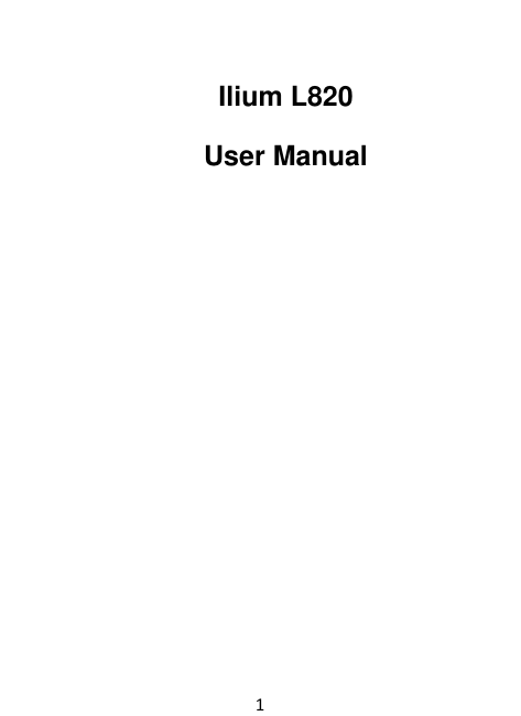 1  Ilium L820 User Manual    