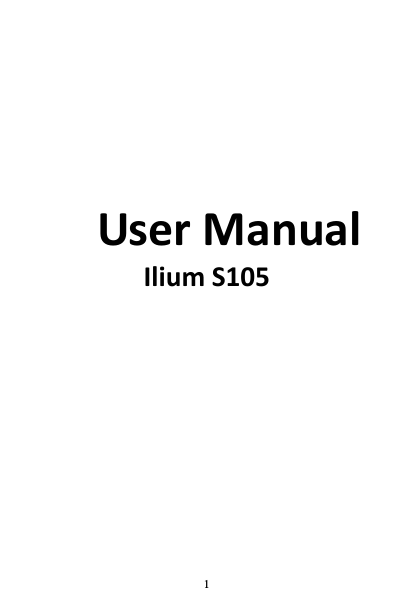 1            User Manual Ilium S105                                       