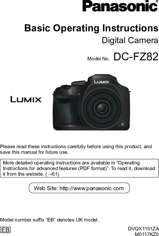 Panasonic DC FZ82 Basic Operating Instructions UGB EN