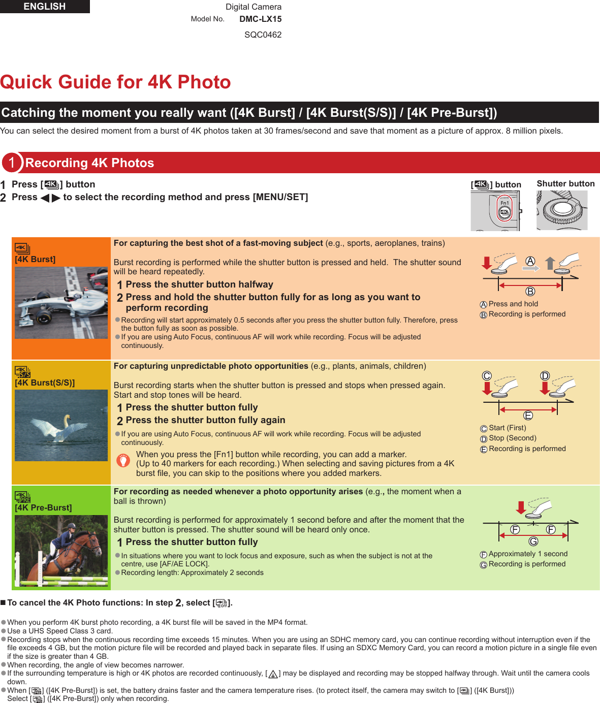 Page 1 of 2 - Panasonic  DMC-LX15 - Quick Guide QG EN
