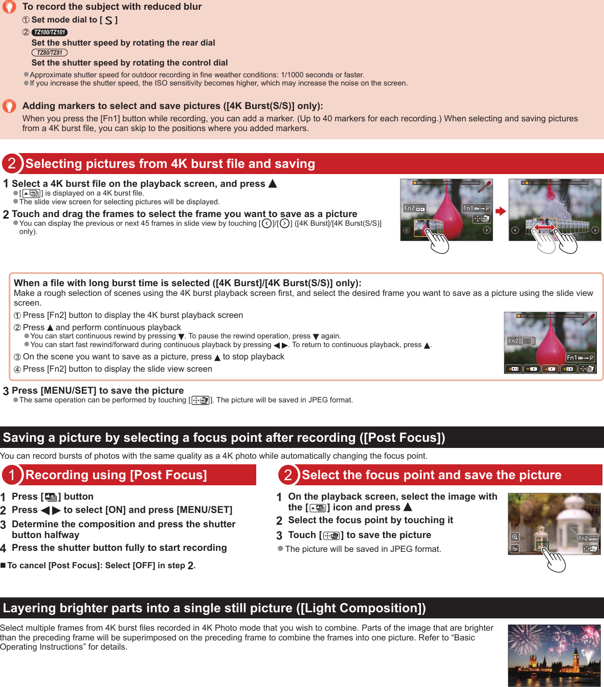 Page 2 of 2 - Panasonic  DMC-TZ80 - Quick Guide For 4K Photo DMC-TZ100-TZ101-TZ80-TZ81 QG EN