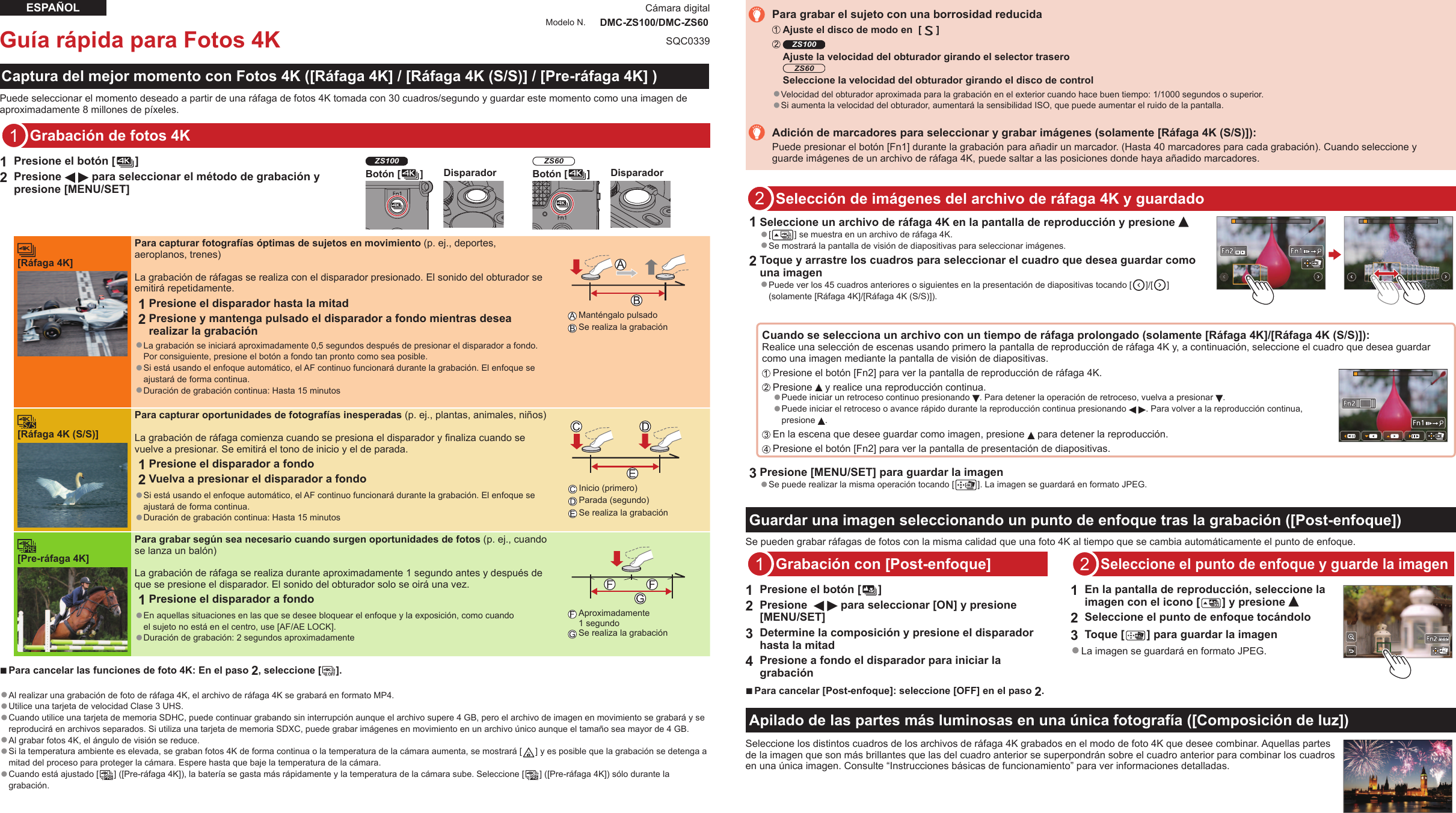 Page 2 of 2 - Panasonic  DMC-ZS60 - Quick Guide For 4K Photo DMC-ZS100 QG EN