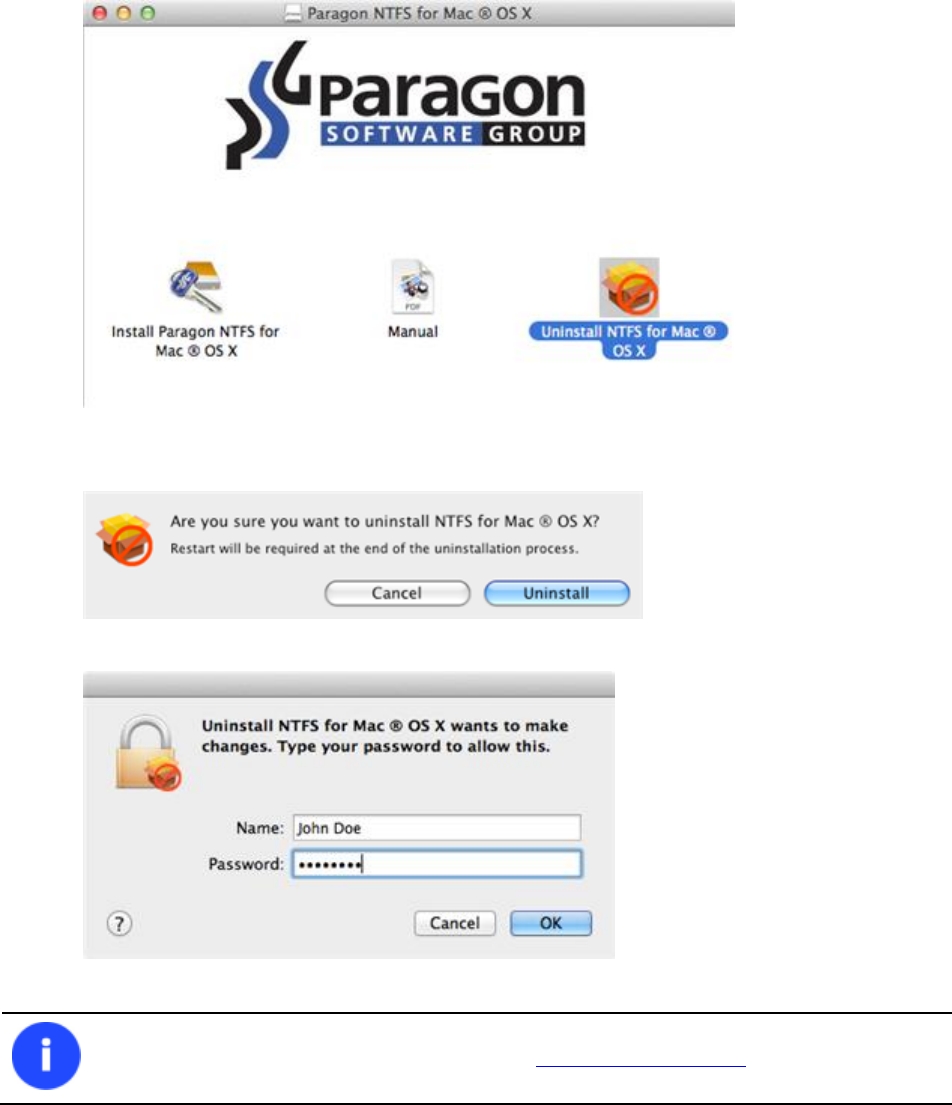 how to uninstall paragon ntfs for mac os x