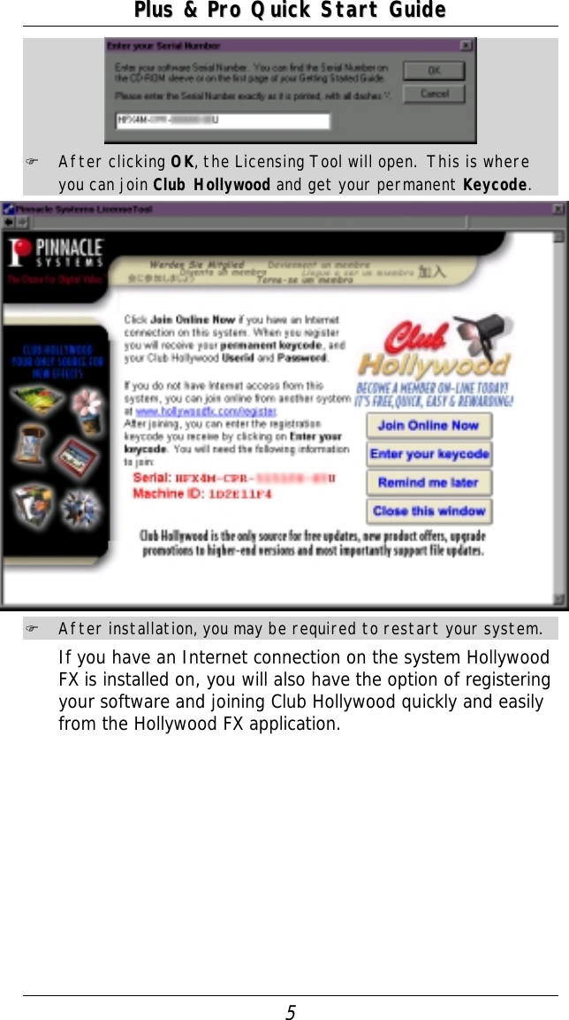 Page 5 of 10 - Pinnacle Hollywood FX Pro - 4.5 Quick Start Guide Plus PRO-qs-45