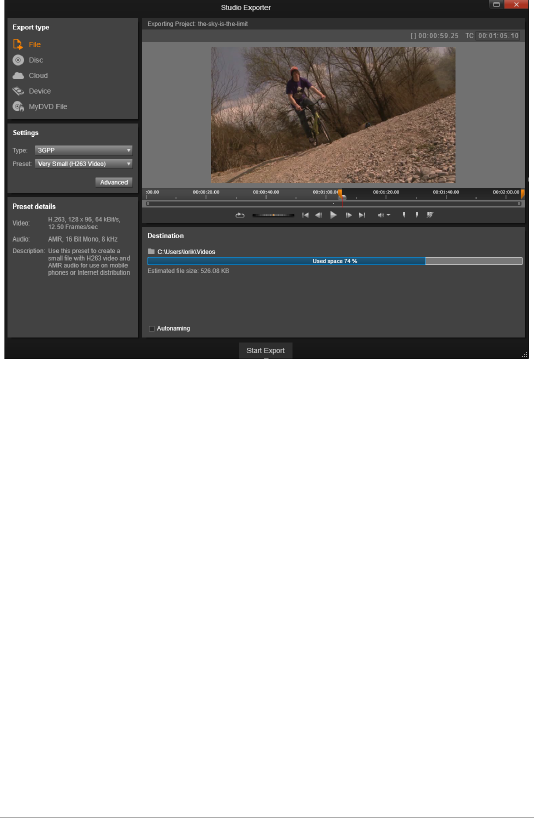 pinnacle studio 20 export video cuts out text