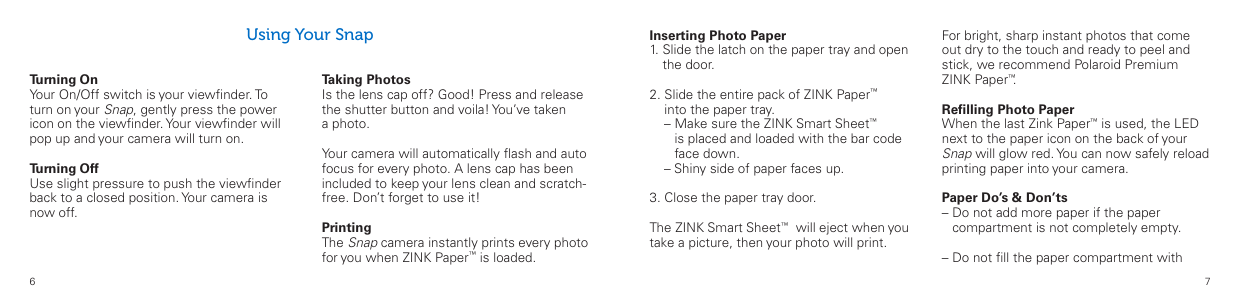 Page 5 of 12 - Polaroid  Snap - User Guide EN