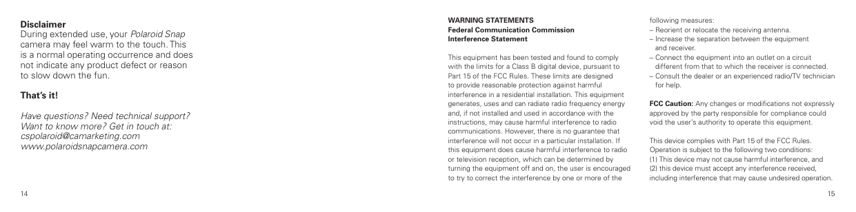 Page 9 of 12 - Polaroid  Snap - User Guide EN