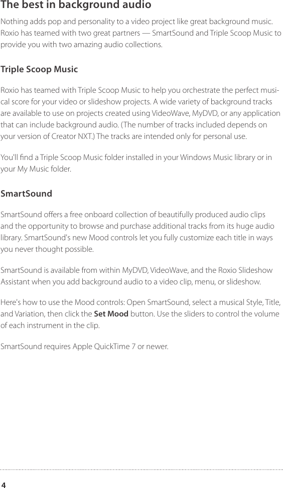 Page 4 of 6 - Roxio Creator NXT Getting Started Guide - Pro CNXT GSG ENU