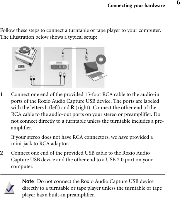 Page 6 of 11 - Roxio Easy LP To MP3 Getting Started Guide - Quick Start Manual Qsg ENU