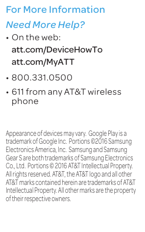Page 10 of 10 - Samsung  Gear S3 Frontier (AT&T) - Quick Start Guide ATT SM-R765A QG EN