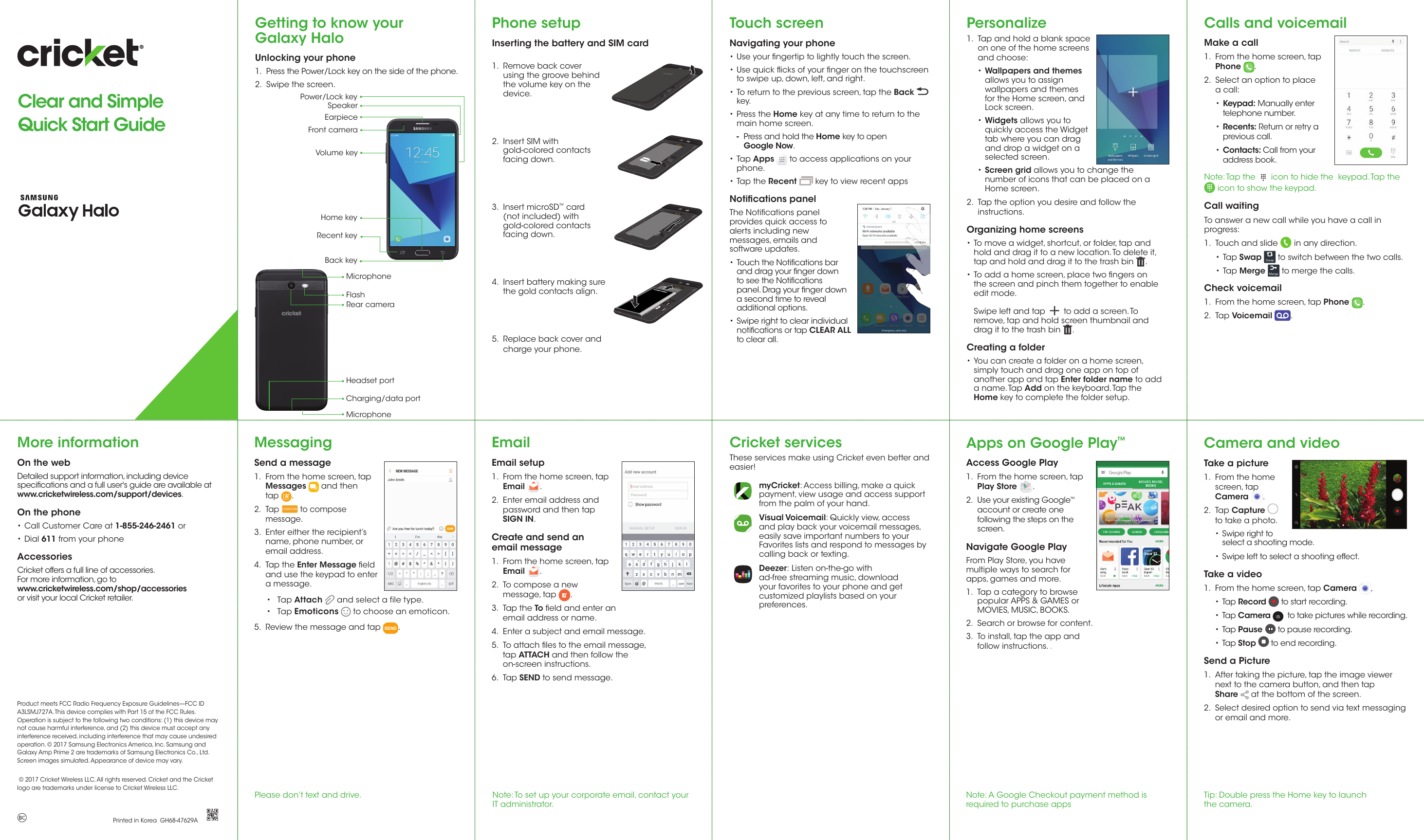 Page 1 of 1 - Samsung  Galaxy Halo (Cricket Wireless) - Getting Started CKT SM-J727AZ QG EN