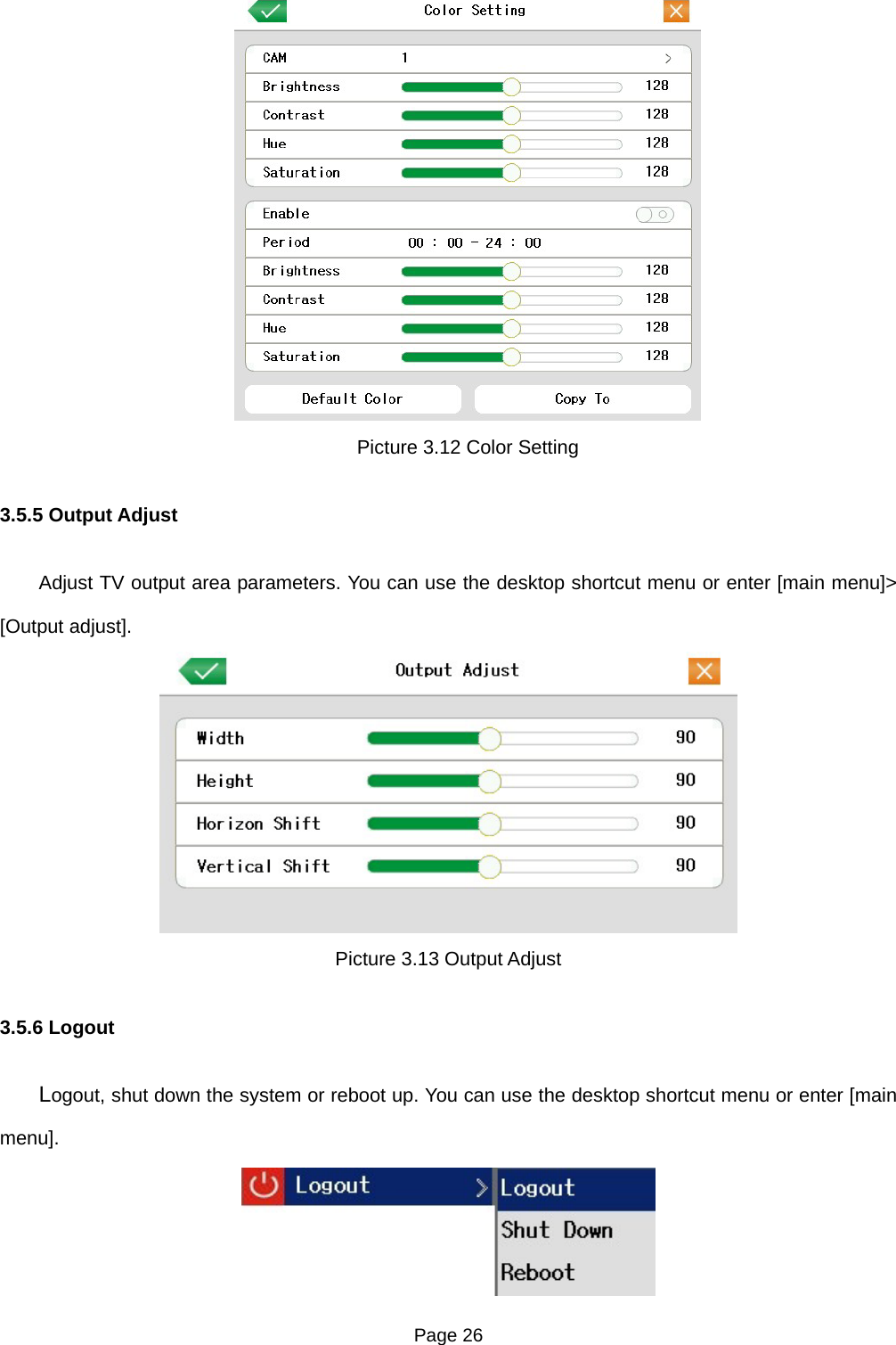 5.5 output adjust adjust tv output area parameters.