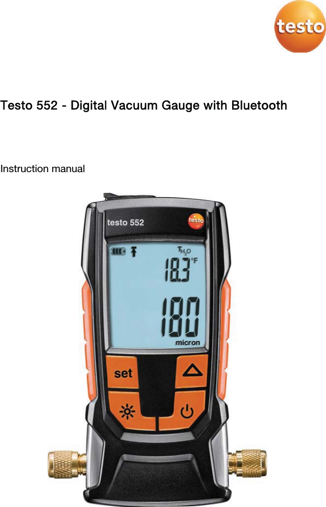      Testo 552 - Digital Vacuum Gauge with Bluetooth   Instruction manual    