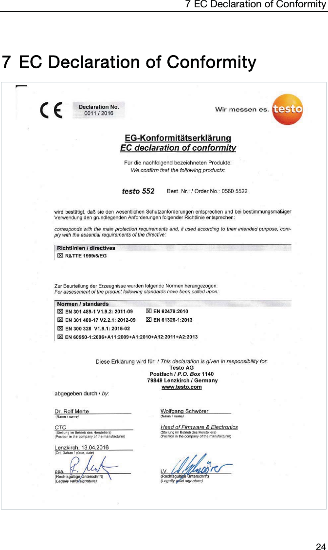 7  EC Declaration of Conformity  24  7 EC Declaration of Conformity    