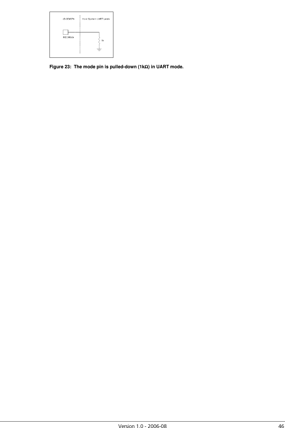          Version 1.0 - 2006-08  46  Figure 23:  The mode pin is pulled-down (1kΩΩΩΩ) in UART mode.    
