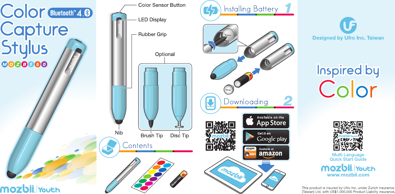 ufro MOZB150 Bluetooth Color Sensor Pen ( BT4.0) User Manual User mnaual