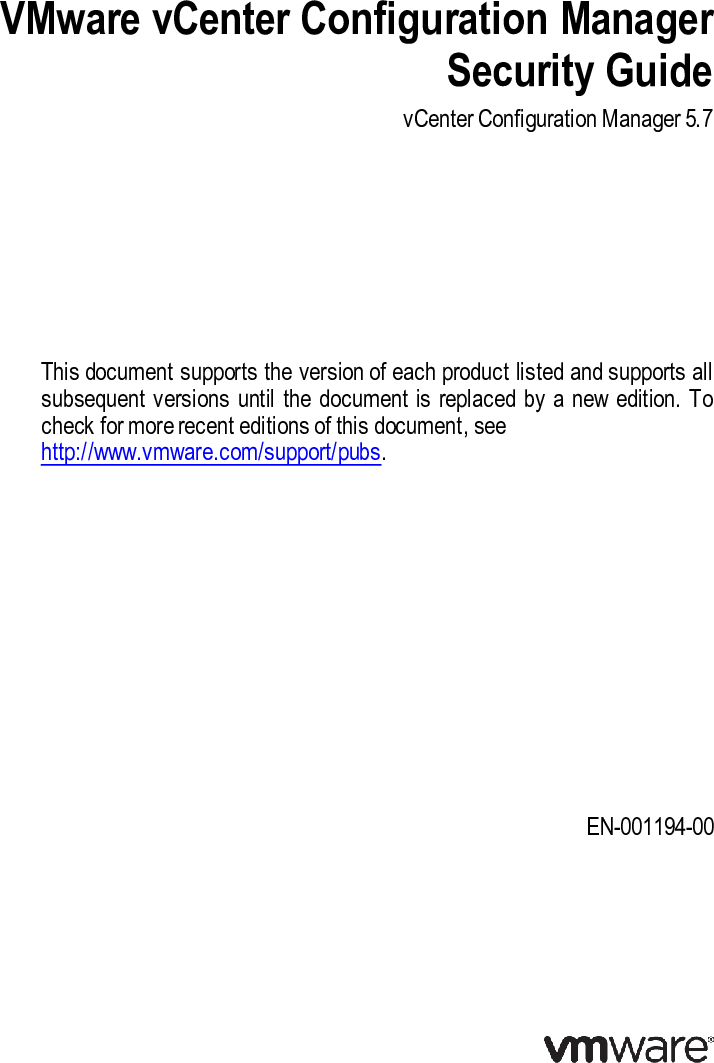 Vmware VCM Security Guide V Center Configuration Manager 5.7 57