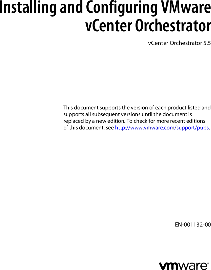 Vmware Installing And Configuring VCenter Orchestrator 5.5 V Center Vco ...