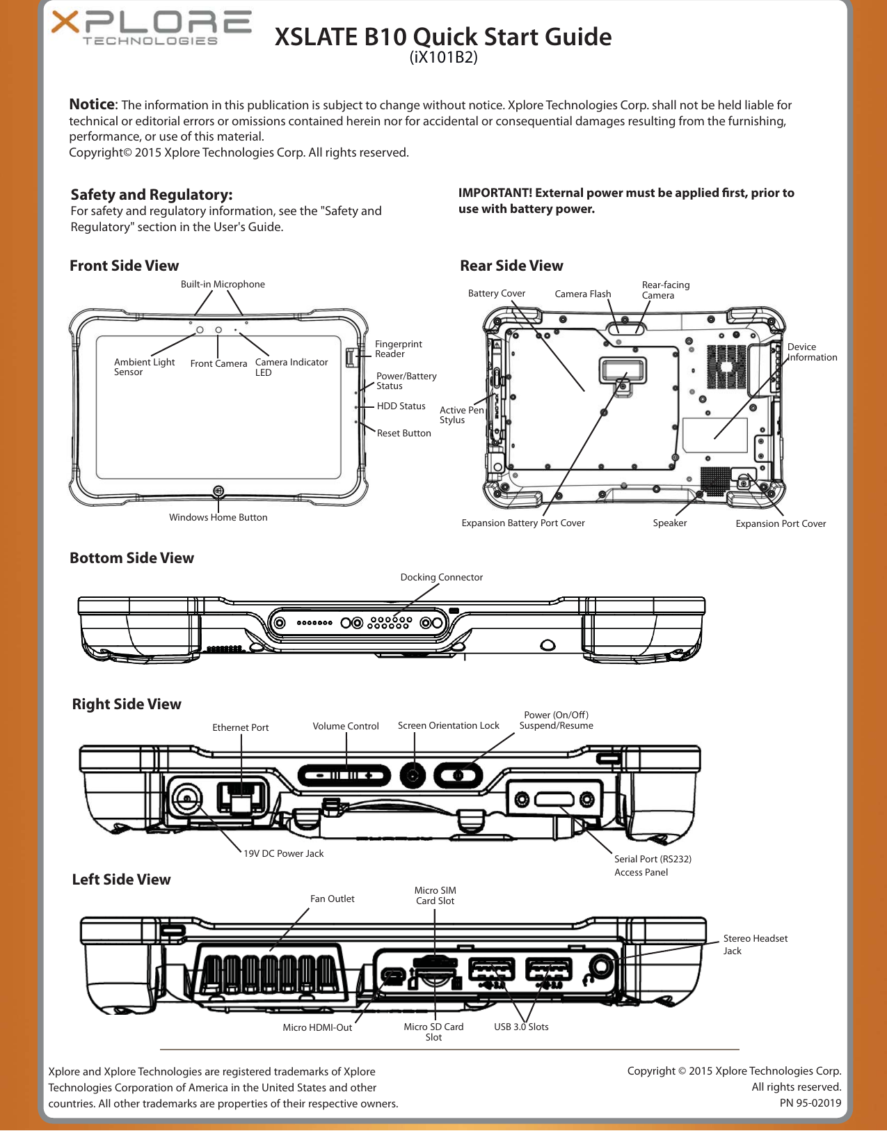 Page 1 of 2 - Xplore XSLATE B10 (iX101B2) Quick Start Guide - Getting Started QR EN FR