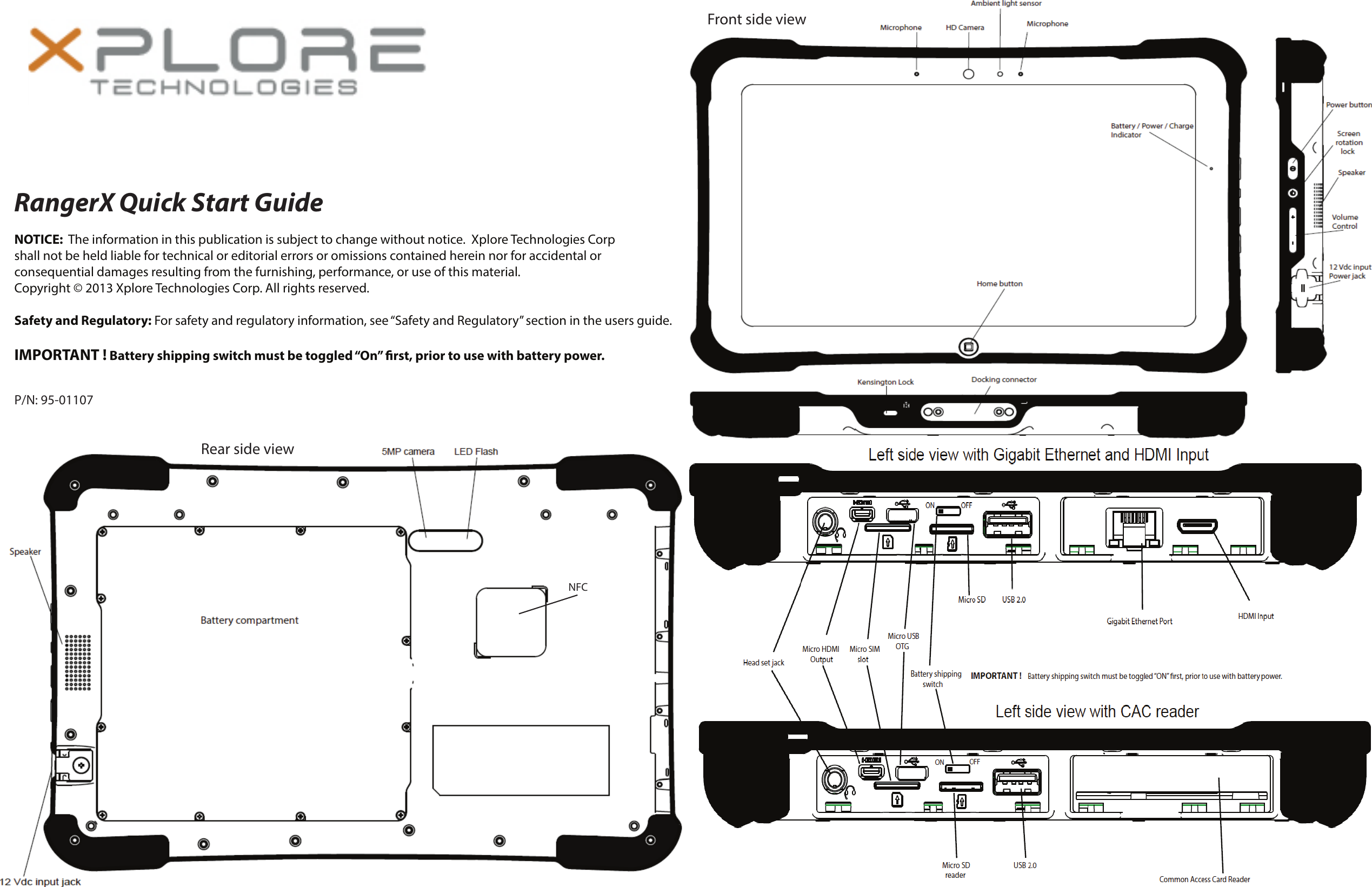 Page 1 of 1 - Xplore IX101T1 Quick Start Guide Ranger X - Rangerx Qsg En